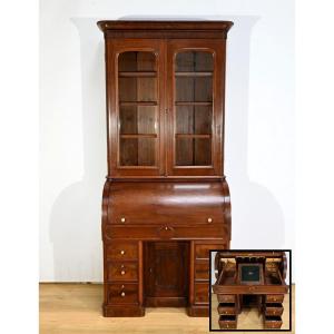 Mahogany Cylinder Library Desk, Victorian Period, England – 1850