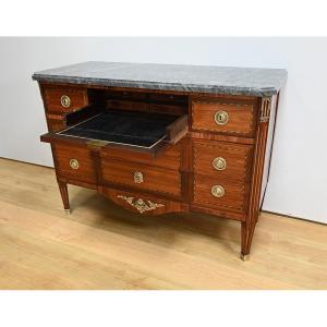 Important Writing Commode In Precious Wood, Louis XVI – 18th Century