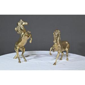 Group Of Brass Horses – Mid 20th Century