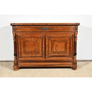 Buffet Commode En Loupe d'Amboine Et Palissandre, Style Louis XVI – 2ème Partie XIXe