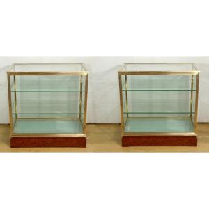 Brass And Elm Display Case - 1950