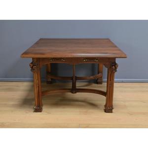 Table à Allonges en Noyer, Art Nouveau, 20 couverts – Début XXe