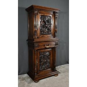 Rare Petit Cabinet Renaissance en Noyer Massif – 2ème partie XIXe