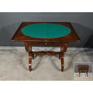 Mahogany Burl Games Table, Restoration Period – Early 19th Century