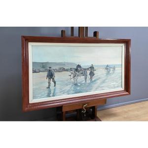 Large Painting “les Goémoniers” By A. Le Guen – 1969