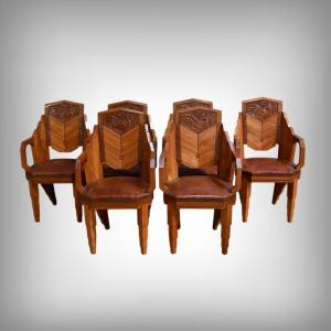 Suite De 6 Fauteuils En Bois De Rose, Art Déco – 1910