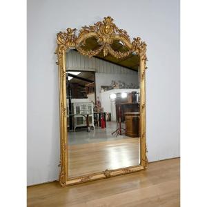 Important Gilded Wood Mirror, Louis XIV / Louis XV Style, Napoleon III Period – Mid-19th Century
