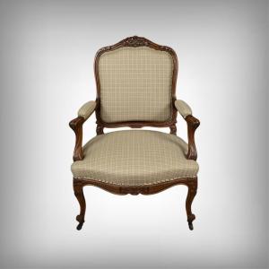 Queen Anne Armchair In Beechwood, Louis XV Style – Mid-19th Century