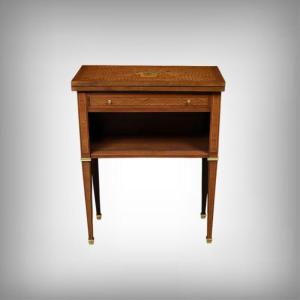 Petite Table à Jeux en Marqueterie, Style Louis XVI – Début XXe