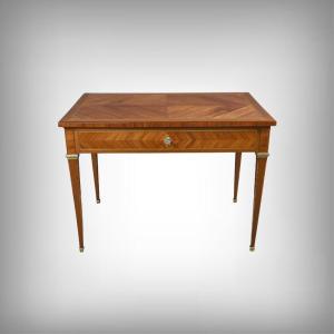 Small Rosewood And Palasander Marquetry Desk, Louis XVI Style – Early 20th Century