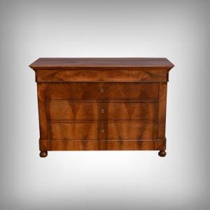 Burr Walnut Chest Of Drawers, Restoration Period - 1st Part 19th Century
