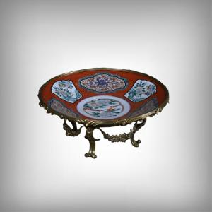 Large Imari Porcelain Bowl And Bronze Mount, Japan - Late 19th Century