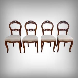 Suite de 4 Chaises en Acajou, époque Napoléon III- 2ème moitié XIXe