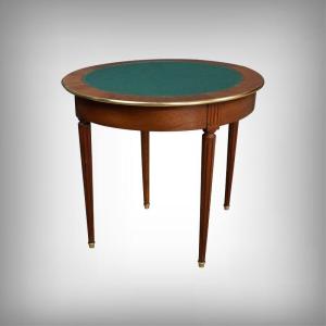 Table à Jeux Demi-Lune en Acajou, style Louis XVI – Début XXe