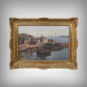 Tableau « Le Port de Camaret », Huile sur Toile, signé H. Callot – Début XXe