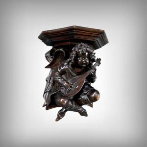 Carved Walnut Wall-mounted Console Table, Renaissance Style – Late 19th Century