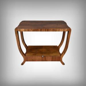 Art Deco-style Walnut Veneer Console Table – 20th Century