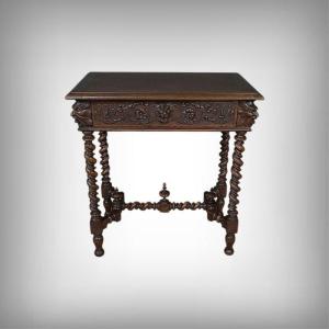 Small Walnut Desk, Henri II Style – Late 19th Century