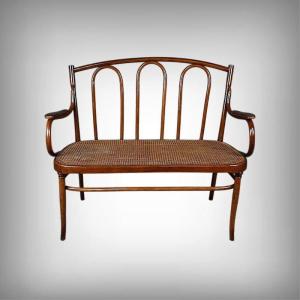 Curved Beech Bench, Stamped J&j Kohn – Early 20th Century