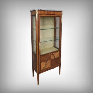Display Cabinet In Rosewood And Mahogany Marquetry, Louis XVI Style – Early 20th Century