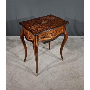 Travailleuse en Bois de Rose et Palissandre, style Louis XV, époque Napoléon III - Milieu XIXe