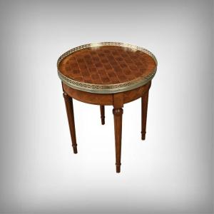 Petite Table Bouillotte en Marqueterie – Milieu XXe