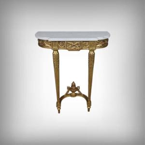 Petite Console en Marbre et Bois Doré, style Louis XVI – Début XXe