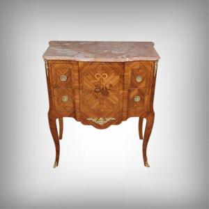 Chest Of Drawers With Rosewood Marquetry, Louis XV/louis XVI Transitional Style – Mid-20th Century