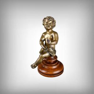 Bronze Sculpture “le Petit Amour Assis,” After Bouchardon – Early 20th Century