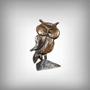 Bronze Sculpture “the Owl” By Lohé – Second Half Of The 20th Century