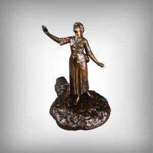 Bronze « L’élévation de Jeanne d’Arc » signé E. Watrin – Début XXe