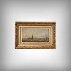 Tableau « Retour au Port », huile sur panneau, signé Gilbert – Fin XIXe