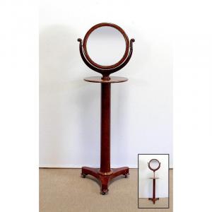 Barber Mirror In Mahogany From Cuba, Empire Period - Early 19th Century