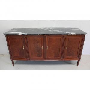 Louis XVI Sideboard In Cuban Mahogany And Flamed Marble - Eighteenth