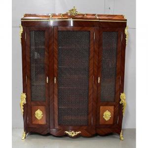 Bookcase In Blond Mahogany And Violet Wood, Louis XV Style - Late Nineteenth