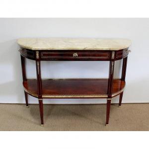Long Console In Mahogany And Marble, Transition Louis XVI / Directory - Eighteenth