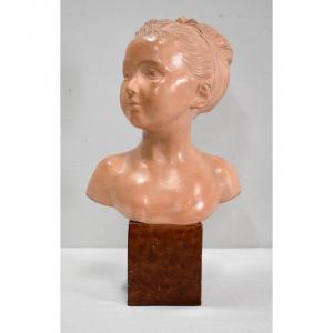 Terracotta Bust Of Louise Brongniart, After Houdon - 1900