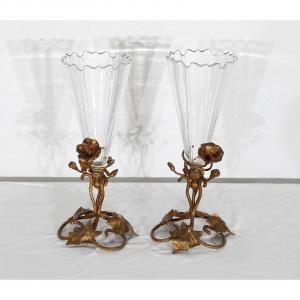  Paire De Vases En Cristal, époque Art Nouveau – 1900 