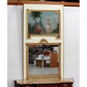  Grand Miroir Trumeau, Style Louis XVI - 2ème Moitié Du XIXe 