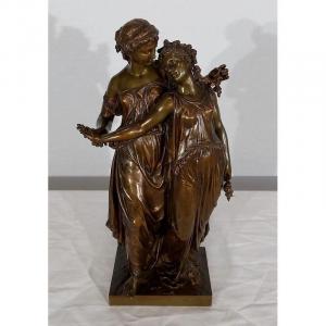  Important Bronze « Jeunes Romaines » De H. Dumaige – XIXe 