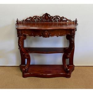 Serving Console In Solid Mahogany, Napoleon III Period - Mid-19th Century