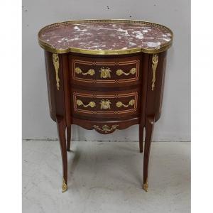 Small Chiffonnière Commode In Mahogany, Transition Style Louis XV - Louis XVI - Late 19th Century