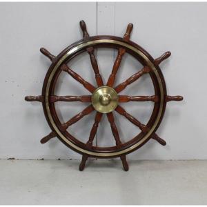 Teak Boat Wheel Helm - Early Twentieth