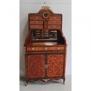 Small Cartonnier Buffet In Louis XV Style Marquetry - Louis XVI - Late Nineteenth