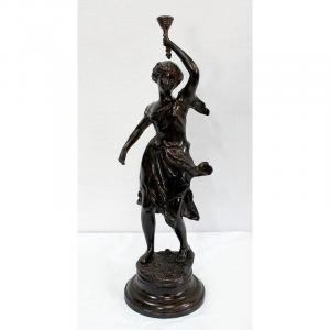 Bronze 'femme à La Torche' Signé V. Rousseau – Fin XIXe