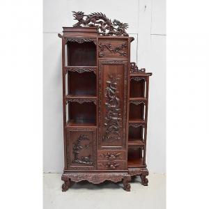 Atypical Asian Cabinet Furniture, Vietnam Origin, In Solid Mahogany - Late Nineteenth