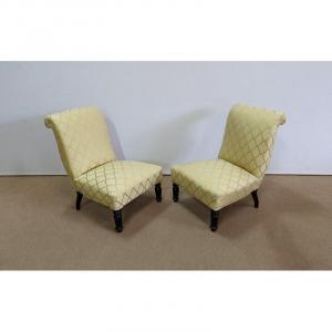 Pair Of Small Napoleon III Fireside Chairs - Mid-19th Century