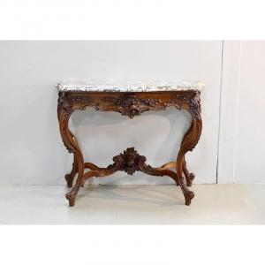 Important Louis XV Console With 4 Legs - XIXth