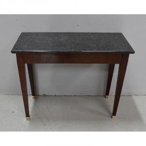  Petite Table Console En Placage De Ronce d'Acajou, Goût Directoire - 1ère Partie Du XIXe 