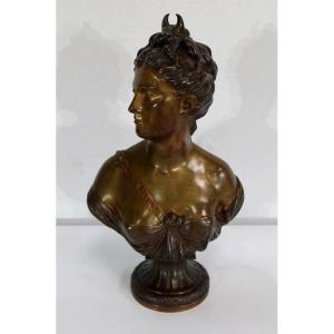 Bust Of Diana In Bronze, After Houdon - Late Nineteenth